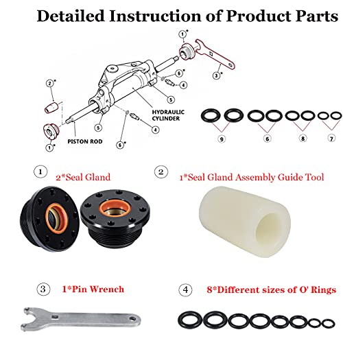 Image of Front Mount Hydraulic Steering Cylinder Seal Kit suitable for HC5340, HC5341, C5348, HC5358, HC5365, HC5375, HC6755 etc.