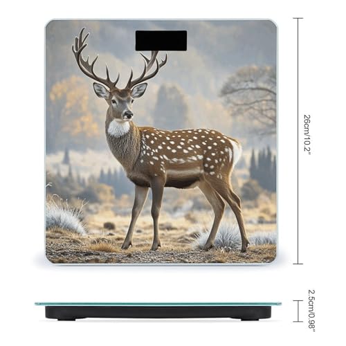 Báscula digital de baño con diseño ciervo y vidrio templado miniatura 2