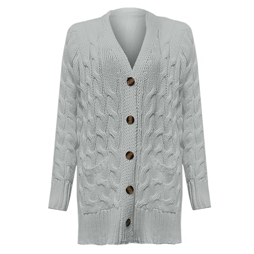 Open Front Cardigan Sweaters for Women Fall Long Sleeve Button Down Cable Knit Chunky Sweater Outwear Coats3