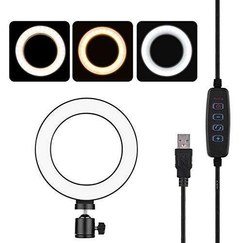Sunbaca 6 Polegada Mini LED Ring Light Fotografia Lâmpada Regulável 3 Modos de Iluminação Alimentado