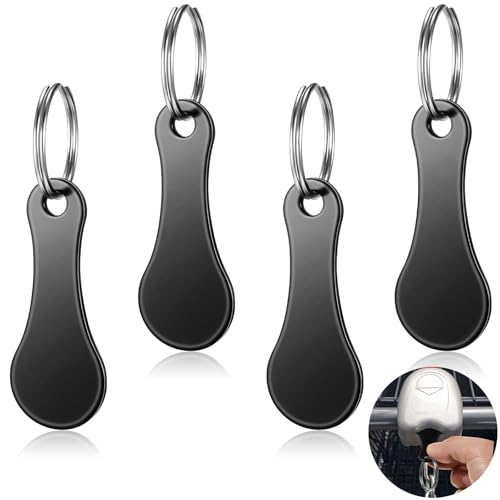 Image of Shimeyao 4 Pcs Portable Aluminum Alloy Keyring Shopping Cart Trolley Tokens Quarter Keychains Gift for Men Women Valentines