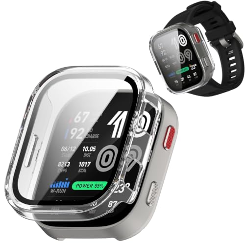 LEYUMI For Amazfit Bip Max �P�[�X �����^ PC+�K���X�f�ވ�̌^�J�o�[�i�N���A) | �ϏՌ�, �S�ʕی�, ���h�~, �����ȒP, �����ߗ�, �L�Y�h�~,���ϋv��,�w��h�~,�����x�^�b�`,�[�d�ɂ��֗�,�Ή�bipmax �J�o�[