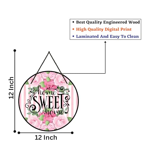 Image of EXPLEASIA Home Sweet Home Decorative Wall Hanging Wooden Art Decoration Item For HomeOfficeLiving RoomGift Items (Pink)