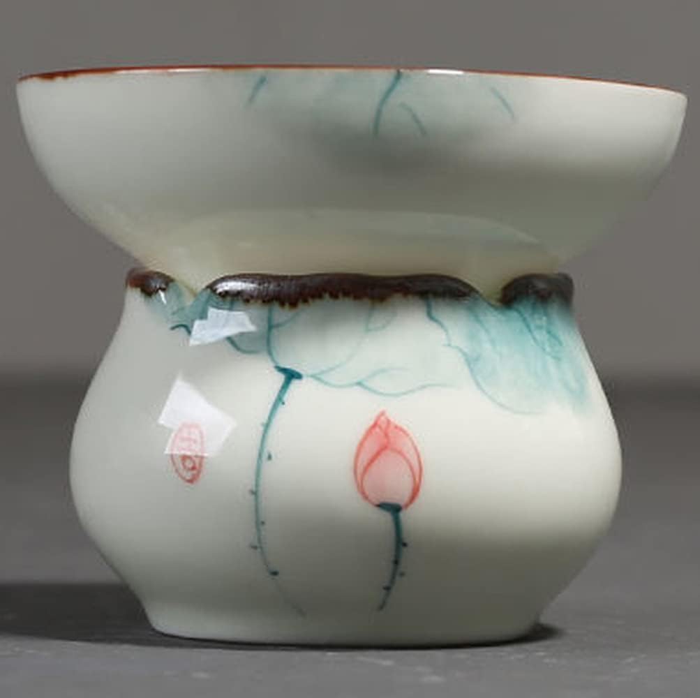 XIALON 3.2inch Ceramic Hand Painted Lotus Pattern Tea Filter Kung Fu Tea Set Tea Strainer