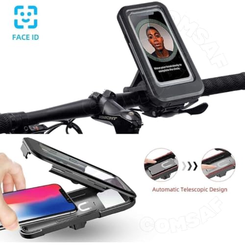 Image of Waterproof Bike Mobile Holder with Aluminum Alloy Base, 360 Rotatable Motorcycle Phone Mount Stand for Handlebar, Rainproof, Anti-Glare Touch-Screen Case for Bicycles, Scooters & Electric Bikes
