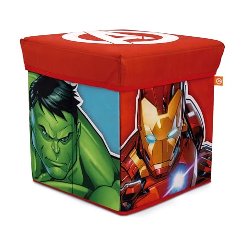 ARDITEX - Cube pliable enfants Avengers avec couvercle rembourré - Licence Officielle Marvel - 30x30x30 cm - Coffre de rangement décoratif avec Captain...