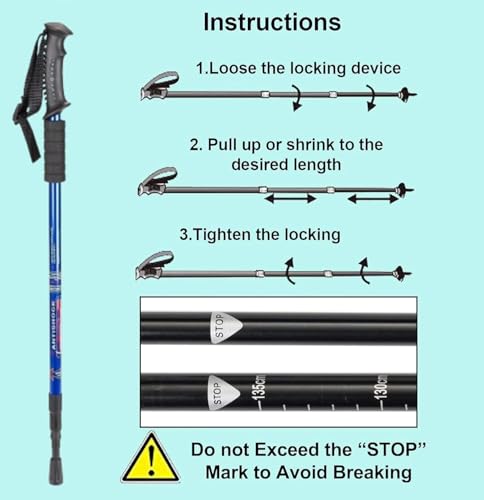 Image of Hiking Trekking Poles, Collapsible,Lightweight, Anti Shock, Hiking or Walking Sticks,Adjustable Hiking Pole for Men and Women (1pcs Blue)