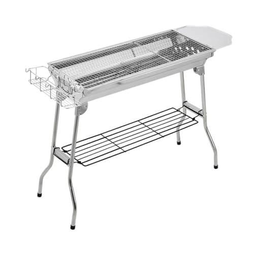 Barbecue portable multifonctionnel argenté compact à charbon de bois - 2