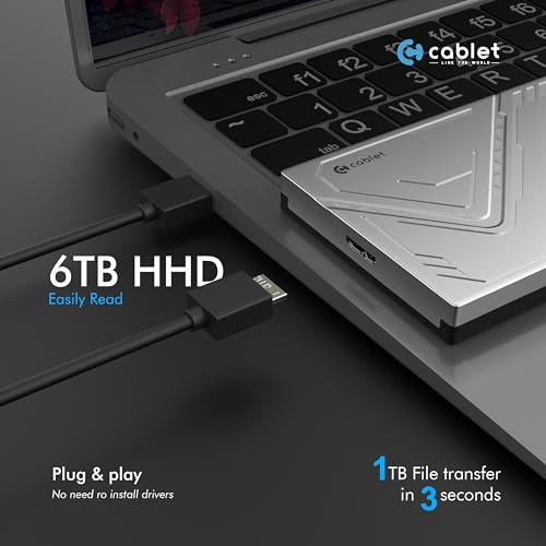 Image of CABLET 2.5 Inch SATA 5Gbps USB 3.0 HDD /SSD Portable External Enclosure for 7mm and 9.5mm, Tool-Free Design, Supports UASP Max 6TB