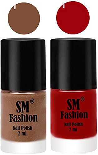 Image of Long Lasting Nail Polish | Nail Paint Combo 7 ml Each) - Set of 2 Tan-Light Red