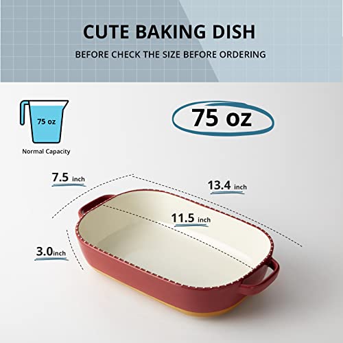 Lifver Baking Dish, 75 Oz Ceramic Baking Dishes For Oven, Ceramic Bakeware, Casserole Dish, Rectangular Lasagna Pan Deep, Porcelain Baking Pan For Cooking, Cake, Banquet , Lasagna And Dinner, Oven Safe, 11.5X 7.5 Inch #TOP2