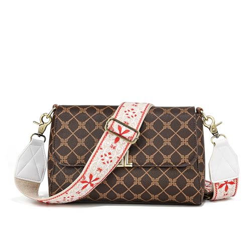 Image of LEMEDE Purse Strap,2 inch Leather End Shoulder Strap Adjustable Replacement,Retro Jacquard Multi-pattern Crossbody Bag Straps