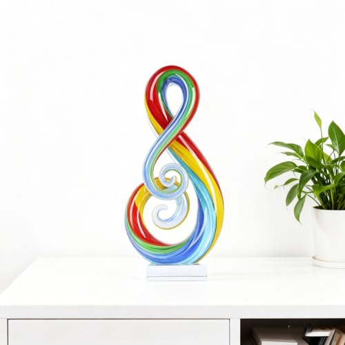 Escultura de Nota Musical de Vidrio Soplado 11" Colorida miniatura 2