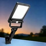 Aigostar Focos LED Exterior Solares 50W, 6500K Luz Solar Exterior con Sensor de Movimiento PIR y 3 Modos, IP65 Impermeable, Farola Solar LED para Pared Jardin Patio Garaje Camino Porche