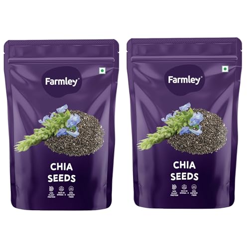 Image of Farmley Chia Seeds I 200g I Chia seeds for weight loss I Omega-3 Seeds for eating I Non GMO and fibre rich seeds (Pack of 2)