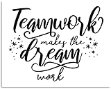 Govivo Teamwork Makes The Dream Work - Motivational Quote Wall Art Print - Wall Decor Print, Poster or Canvas for Office, Cubicle and Bedroom - Inspirational Wall Art - 10x8 unframed print