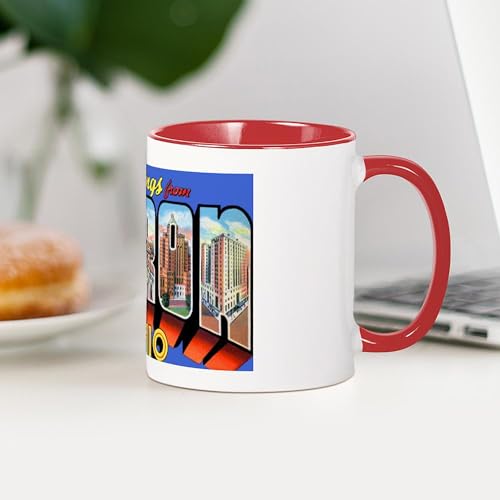 Taza de cerámica de 11 oz con diseño Akron Ohio miniatura 4