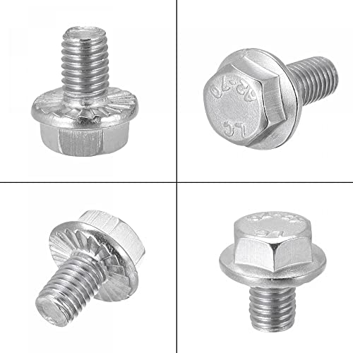 Image of uxcell M8x12mm Hex Serrated Flange Bolts Screws Metric Thread 304 Stainless Steel 10pcs