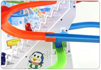 Musical Fun Penguin Chasing Track Game, Playful Roller Coaster Toys for Toddlers and Kids, Playset with Flashing Light,On and Off Music Switch, Stair Climbing Penguins Set for Kids 3+