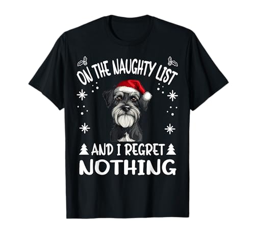 Lindo perro Schnauzer estándar Navidad en la lista traviesa Camiseta