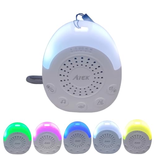 AIEK Rumore Bianco Neonato, White Noise Machine, 30 Suoni Rilassanti per Dormire, 5 Color Baby Night Lights Timer, Dormire Yoga Meditazione, Rumori Bianchi Portatile per Bambini Adult