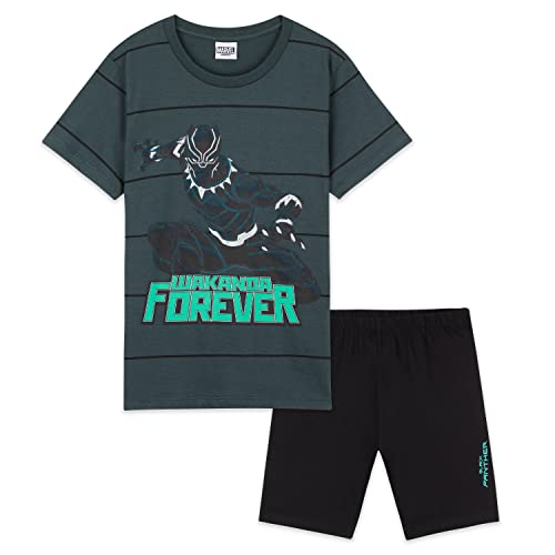 Marvel Pijama Niño Corto Pijama Superheroes Niño de Los Vengadores (4-5 años, Negro Panther)