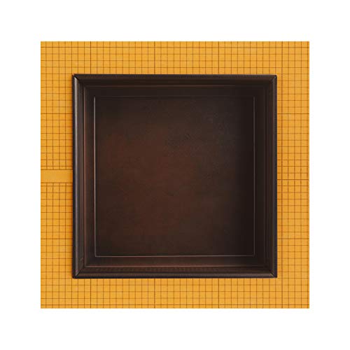 Questech Schluter Kerdi Board 12 x 12 inch Recessed Shower Niche Tile Grout Ready Shelf, Classic, Oil Rubbed Bronze Finish