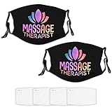 2 Piece Face Mask Set Plus 4 Replaceable Air Filters Massage Therapist Washable Reusable Adjustable Black Cloth Bandanas Scarf Neck Gaiters for Adults Men Women Kids