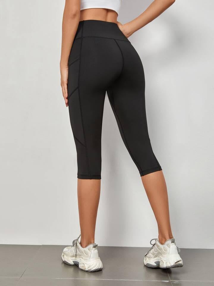 Image of SHAPERX Dri Fit High-Rise Active Capris 3 /4,Tights for Yoga, Gym and Sports in with Side one Pocket Pack of 1