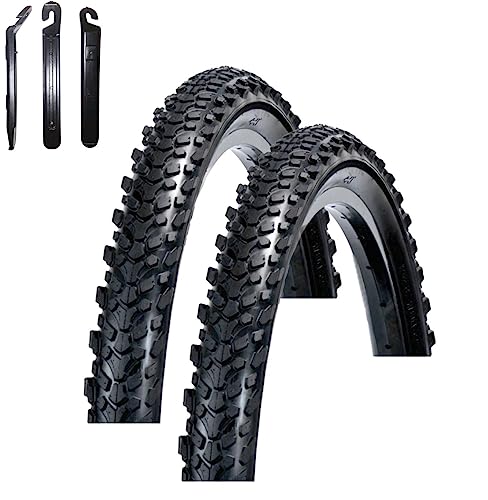 2 x Rexway Fahrradreifen Rough Rider MTB Reflex Fahrradmantel 54-559 (26 x 2,125) inkl. 3 Reifenheber