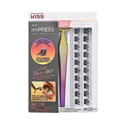 KISS imPRESS FALSIES - Kit de pestañas a presión #02, Individual, Natural, negro