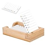MEIQIDI Daily To Do List Planner Cards & Bamboo Stand – 50 Task Cards & Wooden Holder – Thick 80GSM Paper, Portable 3”x4” Size – Productivity Planner for Office, Home, Students & Professionals