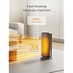 PELONIS Space Heater Indoor With 75 Oscillation & Remote, 16 Inch Portable With Thermostat & 12H Timer, Electric Room With Eco, Ceramic Desk for Bedroom Home Office, 1500W - Image 2