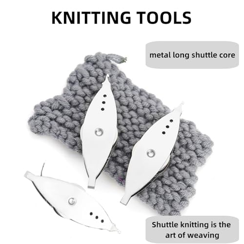 Image of 2 Pcs Metal Tatting Shuttle with Hook Tatting Needle Kit Tatting Supplies for Household Knitting Sewing Weaving