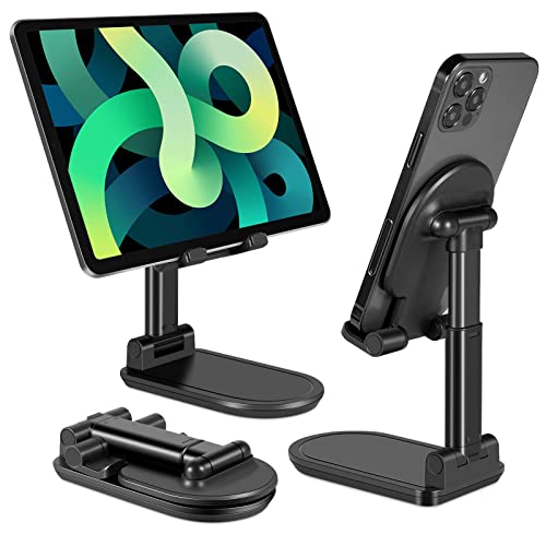 Masswish Support Telephone, Support de téléphone pour Bureau, à Angle et Hauteur réglables, pour téléphones iPhone, Huawei, Samsung, etc. de 4 à 7,9 Pouces, liseuses Kindle et iPad，Noir