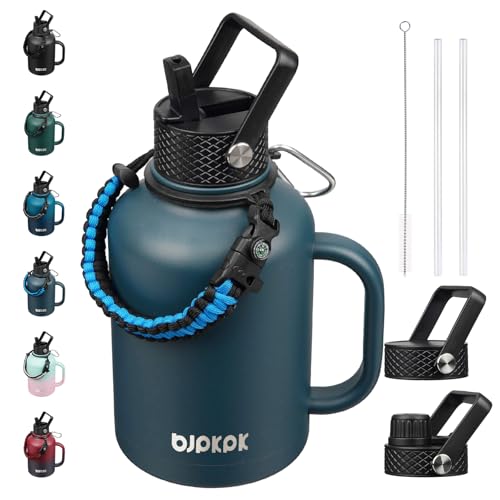 BJPKPK 50oz Insulated Water Bottle with Straw Lid Stainless Steel Water Jug