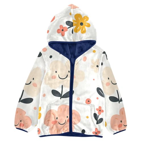 Cute Blossom Girls Fleece Jacket Girls Fall Jacket Girls Zip Up Hoodie Girls Sherpa Jacket 2-10T