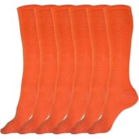 juDanzy 3 Pairs of Boys, Girls and Adult Solid Knee High Uniform Socks for School, Soccer, Football, AFO etc., Orange, 6-10 Years