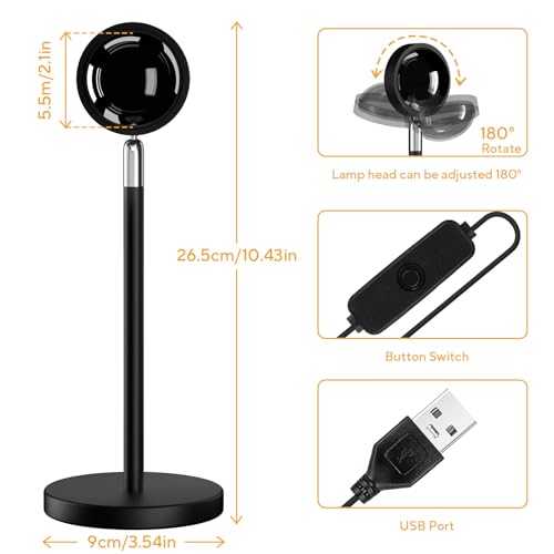 Image of Neroupe Sunset Lamp Projector for Girls, Sunset Red Color Led Lamp Mood Lighting Night Light, 180 Adjustable Sunset Lamps for Living Room Decor /Home Decor /Bedroom Decor /Party
