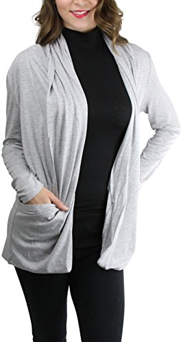 Image of ToBeInStyle Women's Long Sleeve Rib Banded Open Sweater Cardigan
