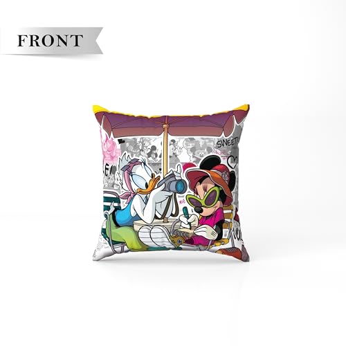 Image of Sassoon Minnie Mouse Reversible Cartoon Printed Cushion Cover, Multi (Pack of 1)