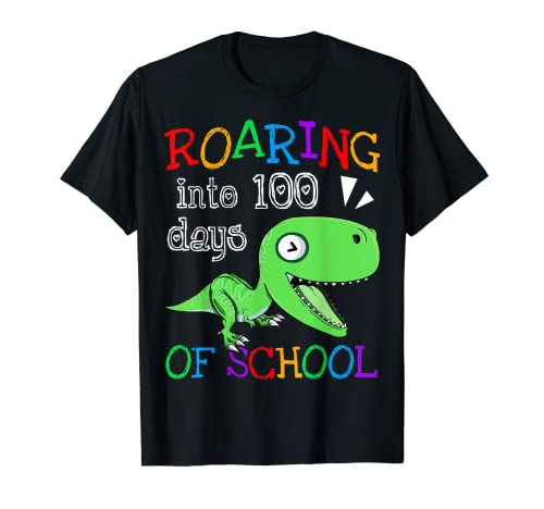 Rugiendo en 100 días de escuela divertido dinosaurio T-Rex regalo Camiseta