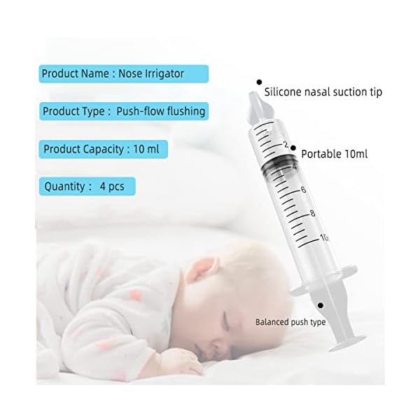 KIHONI 4 Stück Nasendusche Baby, Wiederverwendbare Tragbares Nasenspülung Nasensauger,10ml Silikon Baby Kinder Nasensauger für Säuglinge, Schnelles Spülen, Natürliche Entlastung – Bild 5