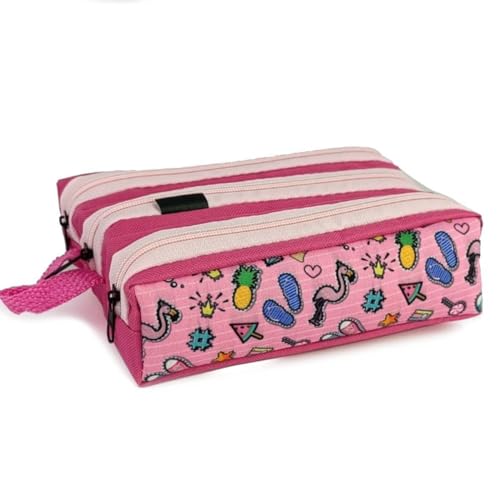 Estojo Escolar Infantil 3 Divisórias Colorido Organizador Bolsinha de Lápis Menina Menino (TÊNIS-ROSA)
