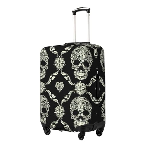 Flowers Skull Ornamental Pattern Print Luggage Suitcase Cover Protector Luggage Washable Covers With Concealed Zipper2