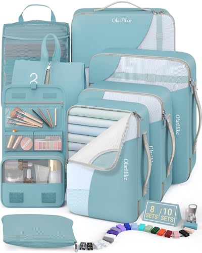Image of OlarHike 8 Set Packing Cubes for Travel,Gifts for Women Mom,Anti-Tearing Suitcase Organizer,with Over 1000 pcs Mesh Holes,Vacation Essentials & Accessories for Cruise Ship