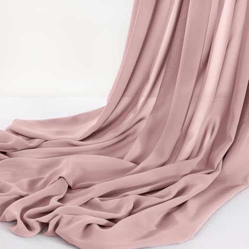Image of Dusty Rose Chiffon Fabric by The Yard Continuous Sheer Arch Fabric 20 Yards | Pre-Cut Chiffon Draping Panels Airy Wedding Arch Draping Fabric 60 inch Wide for Events Backdrop Ceiling Decor DIY Craft Use