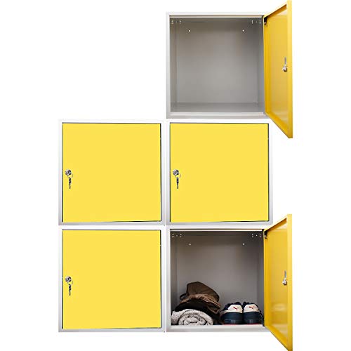 newpo Mega Deal | 5x Schließfachwürfel | HxBxT 45 x 45 x 45 cm | Gelb - Garderobe Schließfach Schließfachschrank Schließwürfel Cover