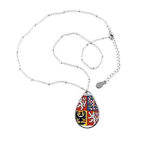 Collier pendentif emblème national tchèque forme larme bijou symbole pays république tchèque