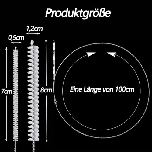 Catelves Schlauchbürste 100cm, 2 Stück Flexible Reinigungsbürste, Pfeifenreiniger Lang, Abflussbürste, Rohrbürste, Rohrreinigungsbürste, Multifunktionale Reinigungsbürste, für mit Trinkschlauch(Weiß)